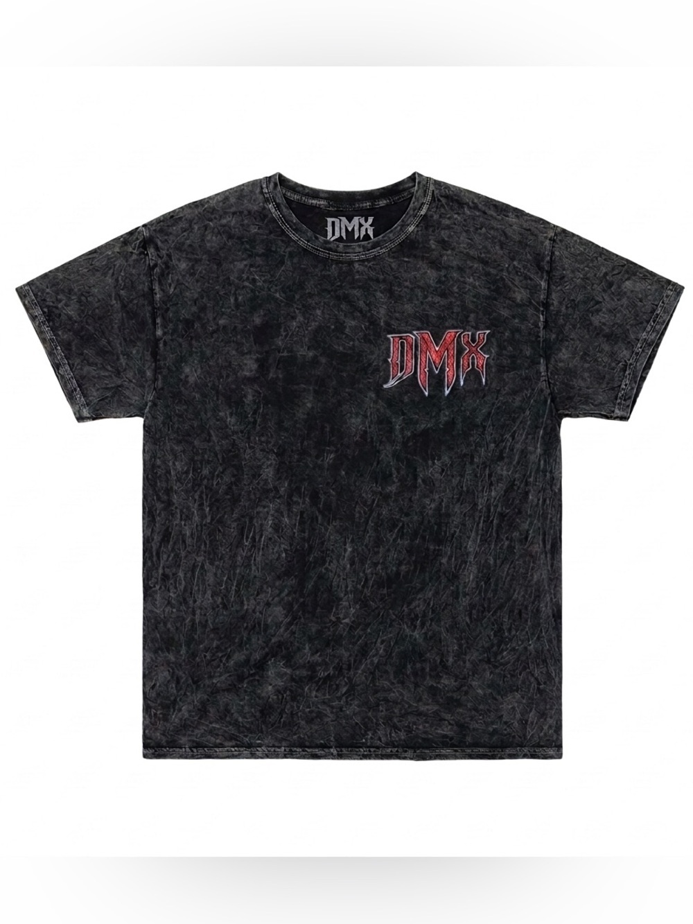Unisex DMX Black Mineral-Wash Short Sleeve Tee with Red Logo Size L